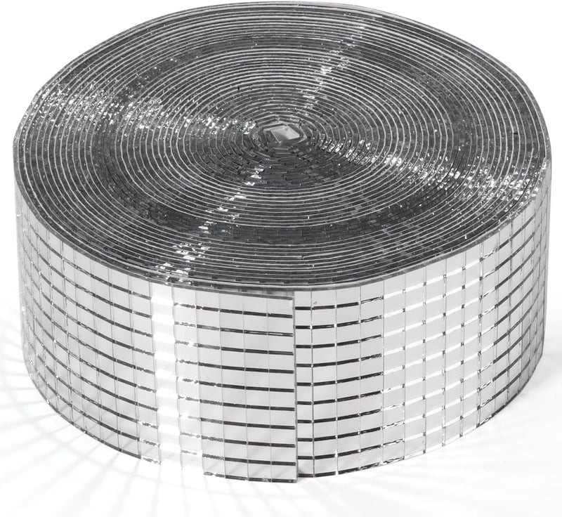 PP OPOUNT 16000 PCS Disco Ball Tiles - 1 Roll 5 x 5 mm Self-Adhesive Glass Mirror Tiles for DIY Disco Ball, Art Collage, Interior Decoration - Image 1